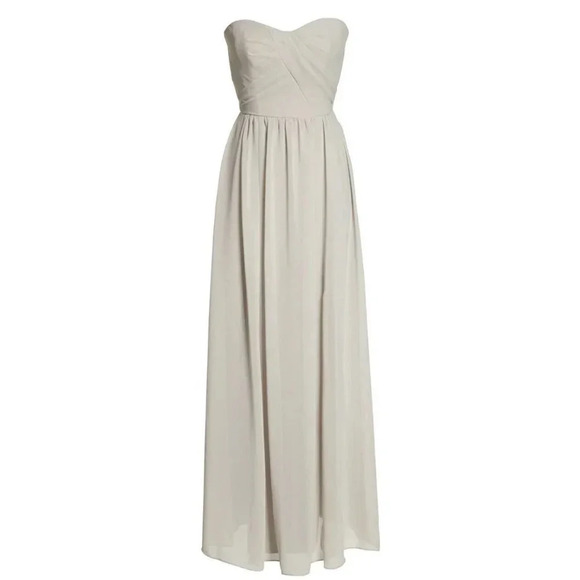 SOCIAL BRIDESMAIDS Strapless Formal Gown Chiffon  Nude Bridesmaid Women’s Sz 8 - Picture 2 of 8